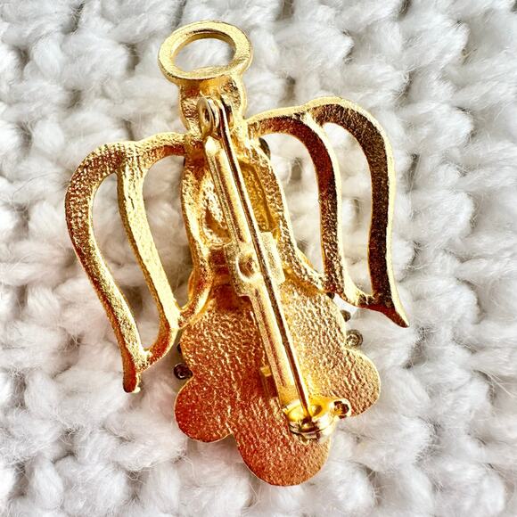 Holiday Christmas Lot Set of 8 Tree Snowman Wreath Angel Vintage Brooch Pins - Picture 10 of 12